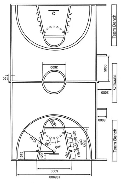 篮球场标准尺寸及面积详解